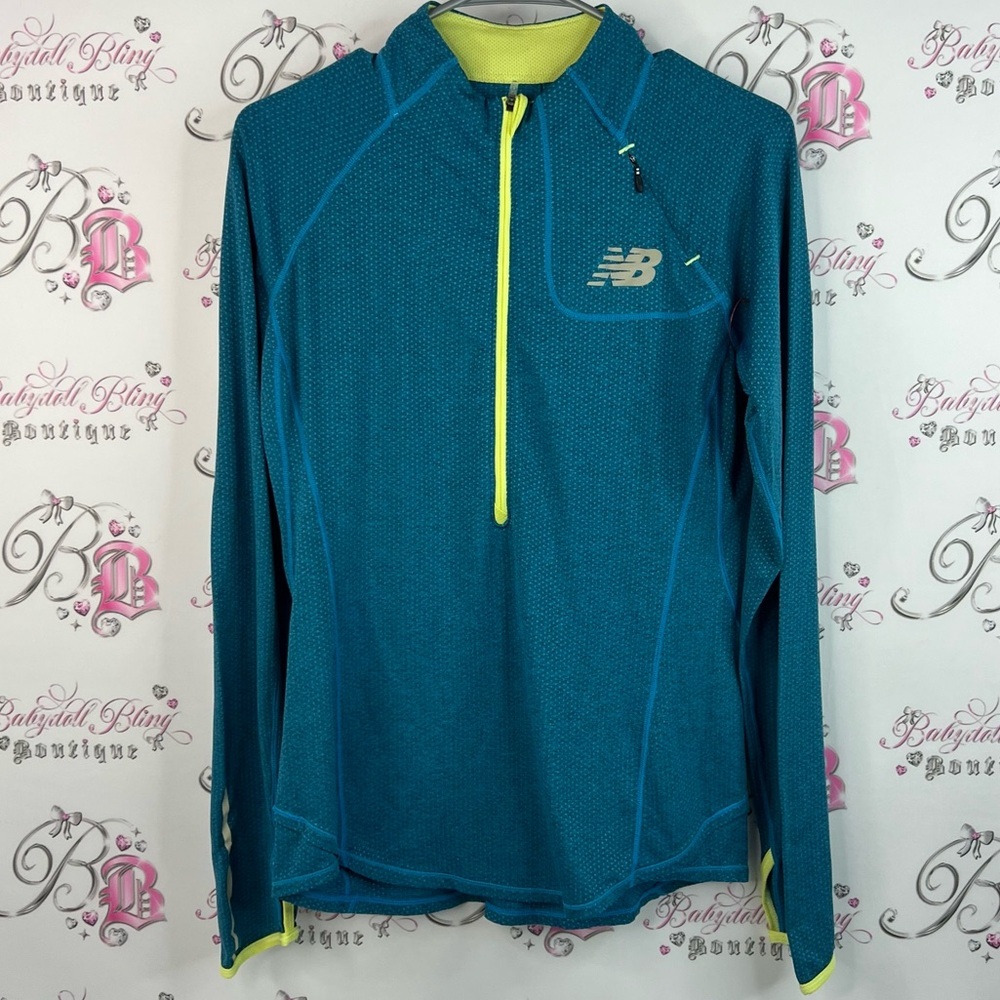 New Balance sweater zip up Blue and Yellow green Zip Jacket warm cozy